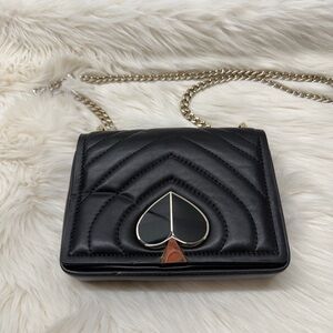 Kate Spade Amelia Black Quilted Crossbody Bag with Spade Accent